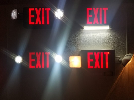 Exit sign shop with lights